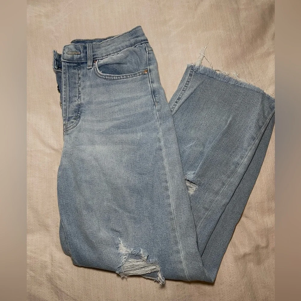 High Rise Straight Ripped Denim - Picture 2 of 2